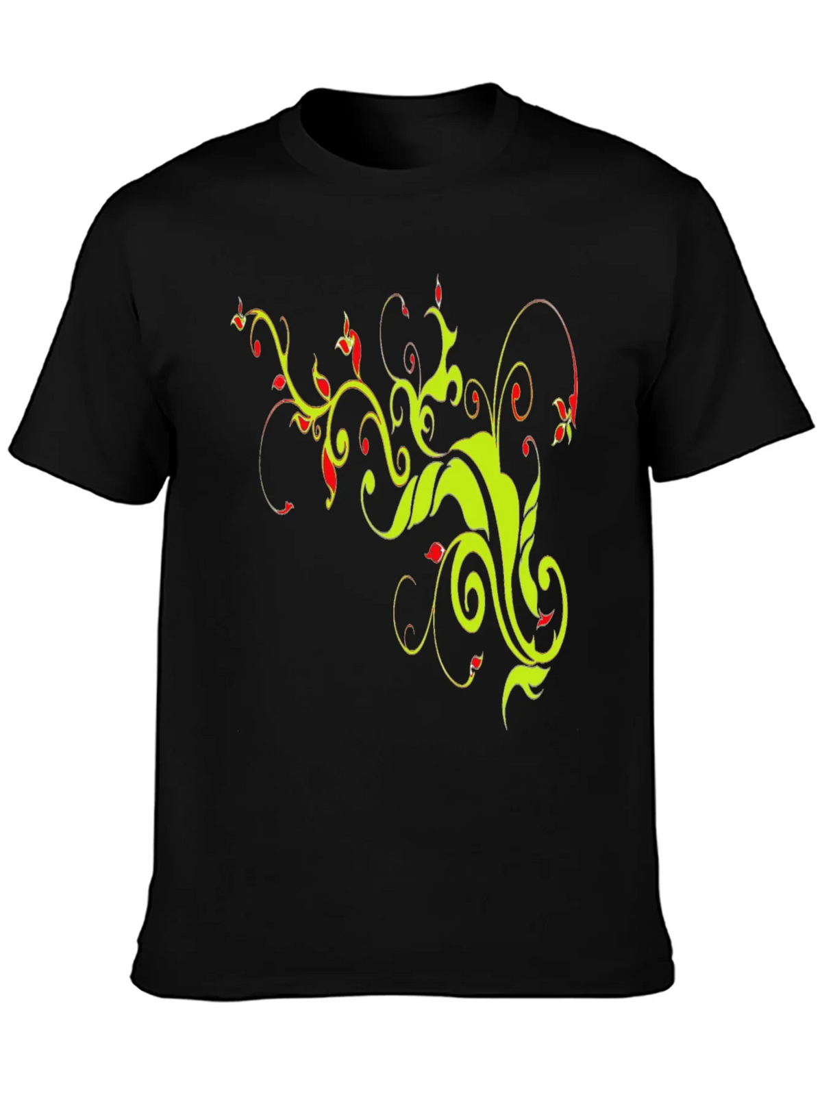 Stylish Black T-Shirt with Floral Vine Design product image 3