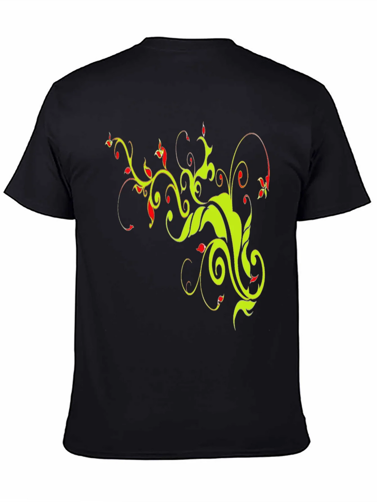 Stylish Black T-Shirt with Floral Vine Design product image 4