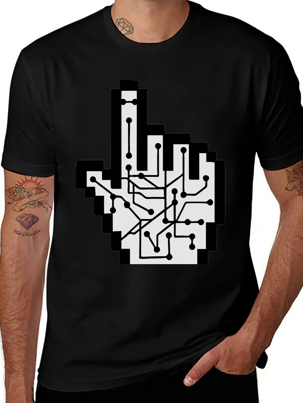 Circuit Board Pointer T-Shirt - Pixel Hand Design product image 1