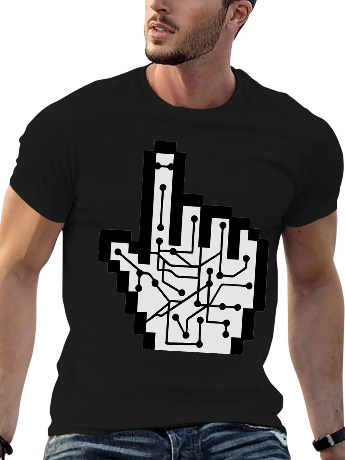 Circuit Board Pointer T-Shirt - Pixel Hand Design product image 6