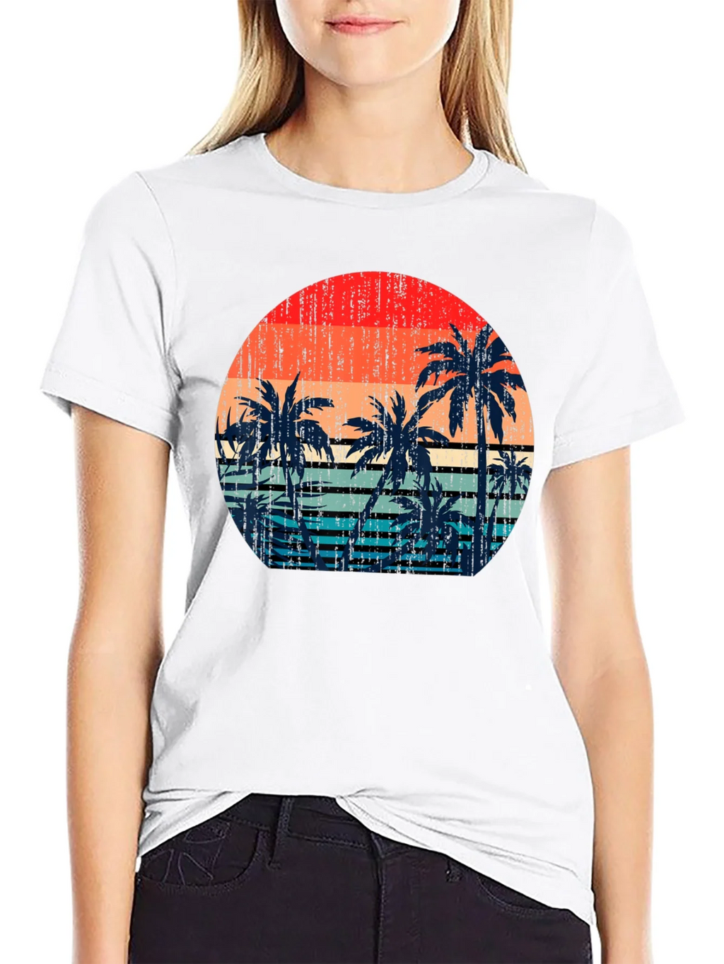Retro Sunset Palm Tree Graphic T-Shirt product image 8