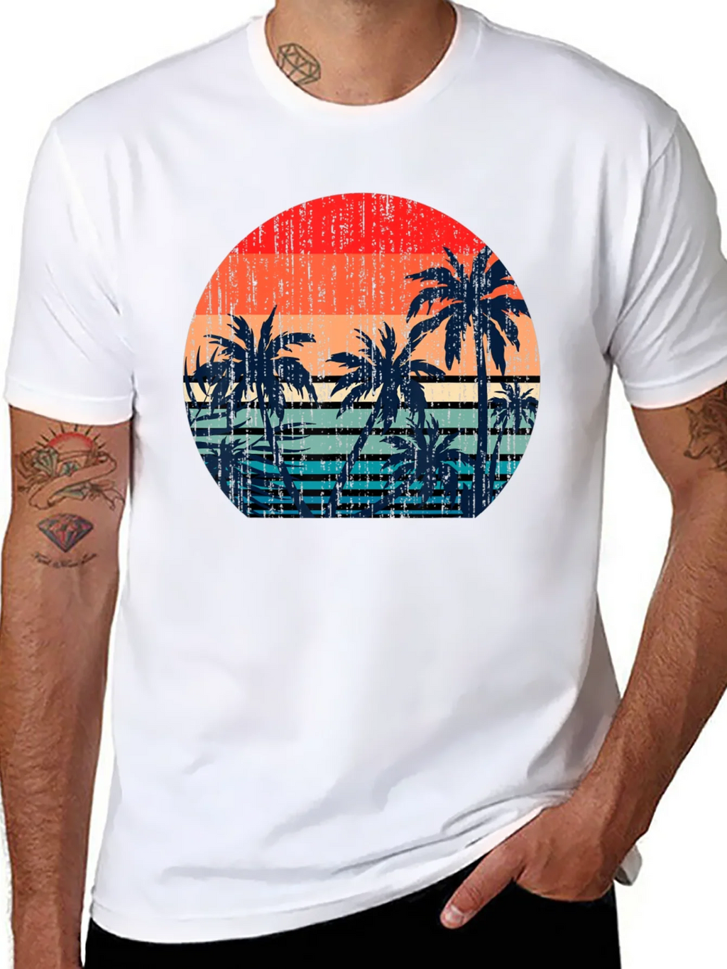 Retro Sunset Palm Tree Graphic T-Shirt product image 7