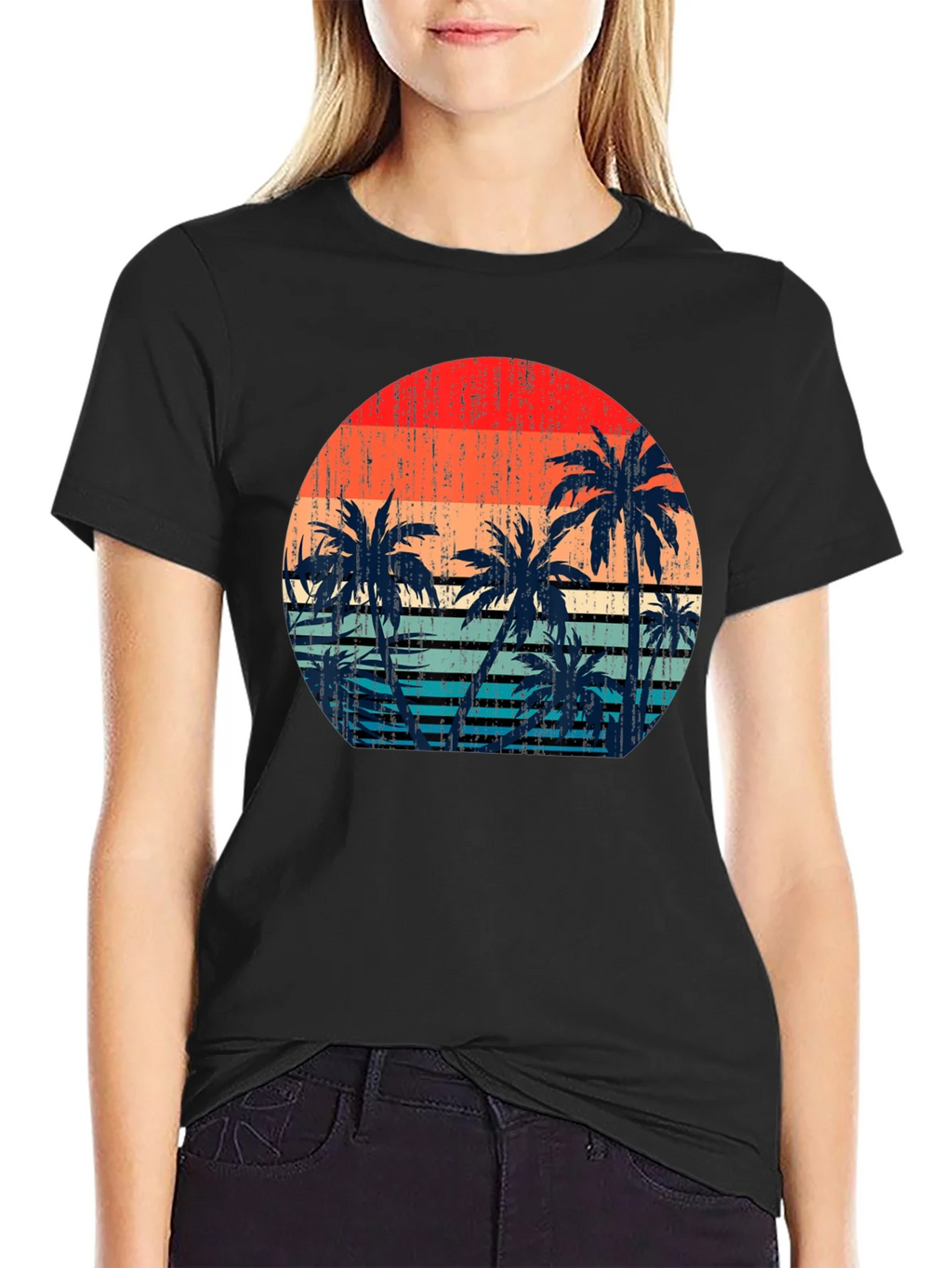 Retro Sunset Palm Tree Graphic T-Shirt product image 2