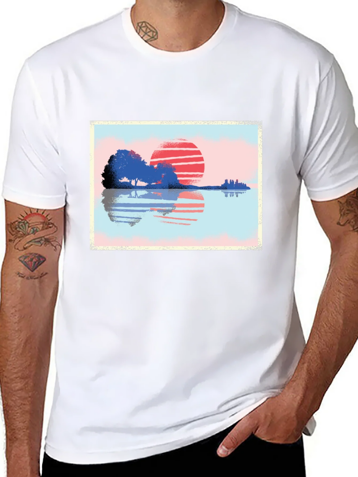 Sunset Reflection Graphic T-Shirt - Nature Inspired Art product image 6
