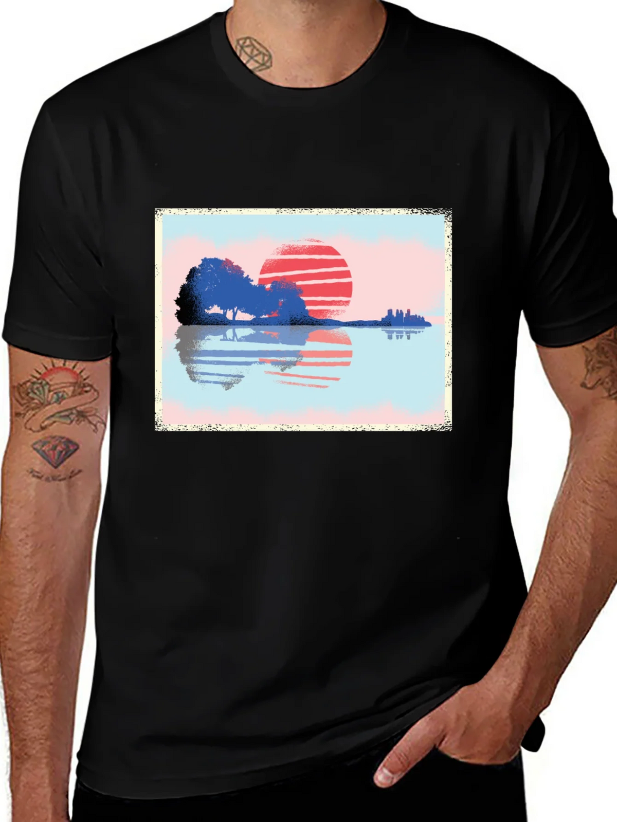 Sunset Reflection Graphic T-Shirt - Nature Inspired Art product image 1