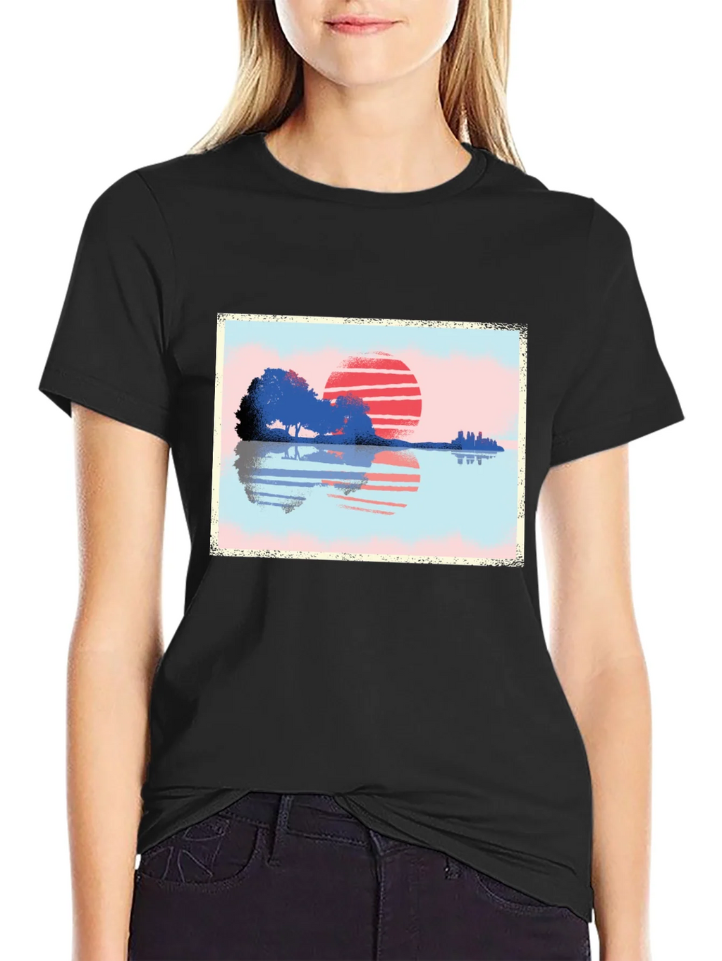 Sunset Reflection Graphic T-Shirt - Nature Inspired Art product image 2
