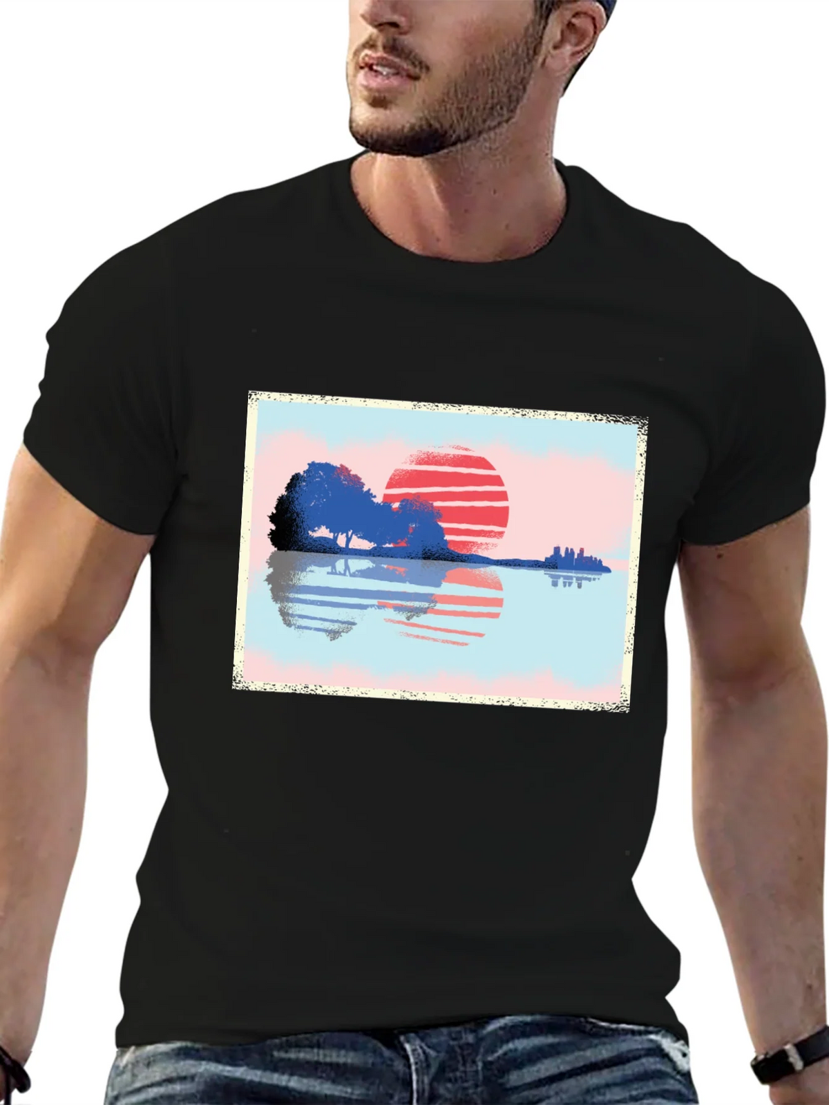 Sunset Reflection Graphic T-Shirt - Nature Inspired Art product image 5