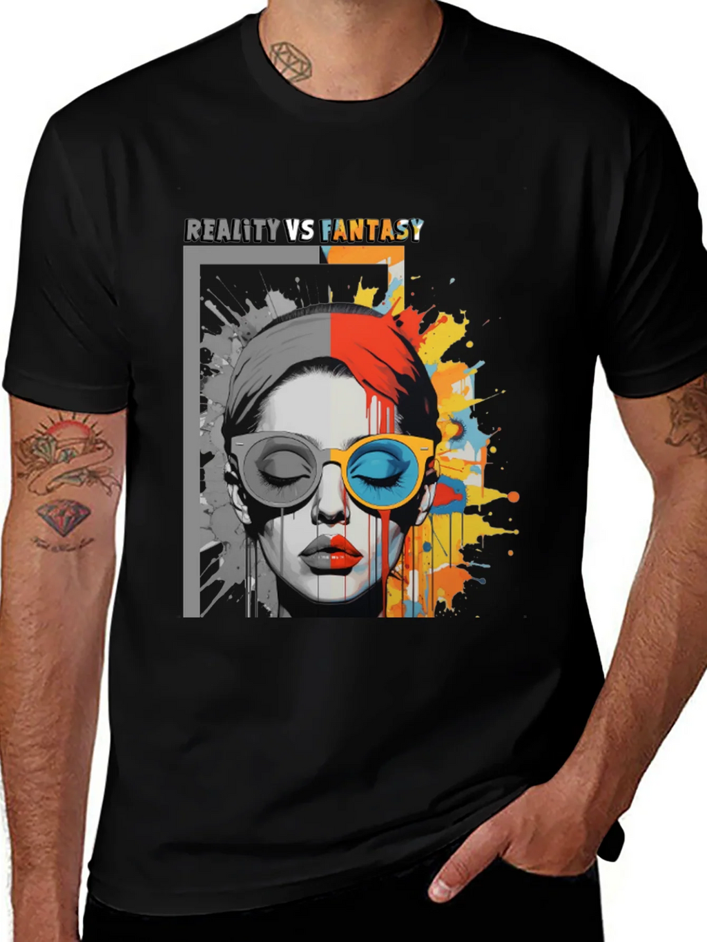 Reality vs. Fantasy Graphic Print T-Shirt product image 1