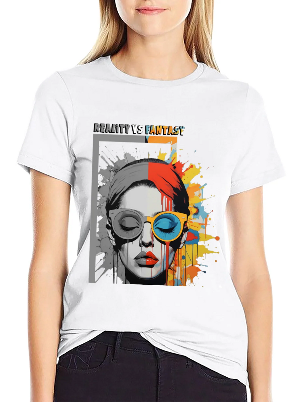 Reality vs. Fantasy Graphic Print T-Shirt product image 8