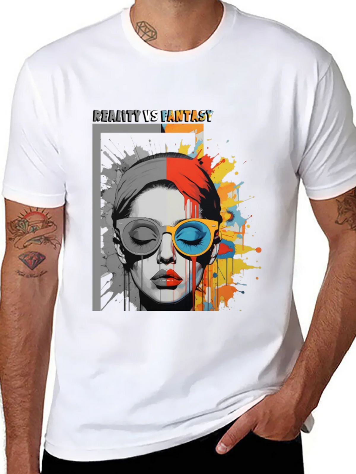 Reality vs. Fantasy Graphic Print T-Shirt product image 7