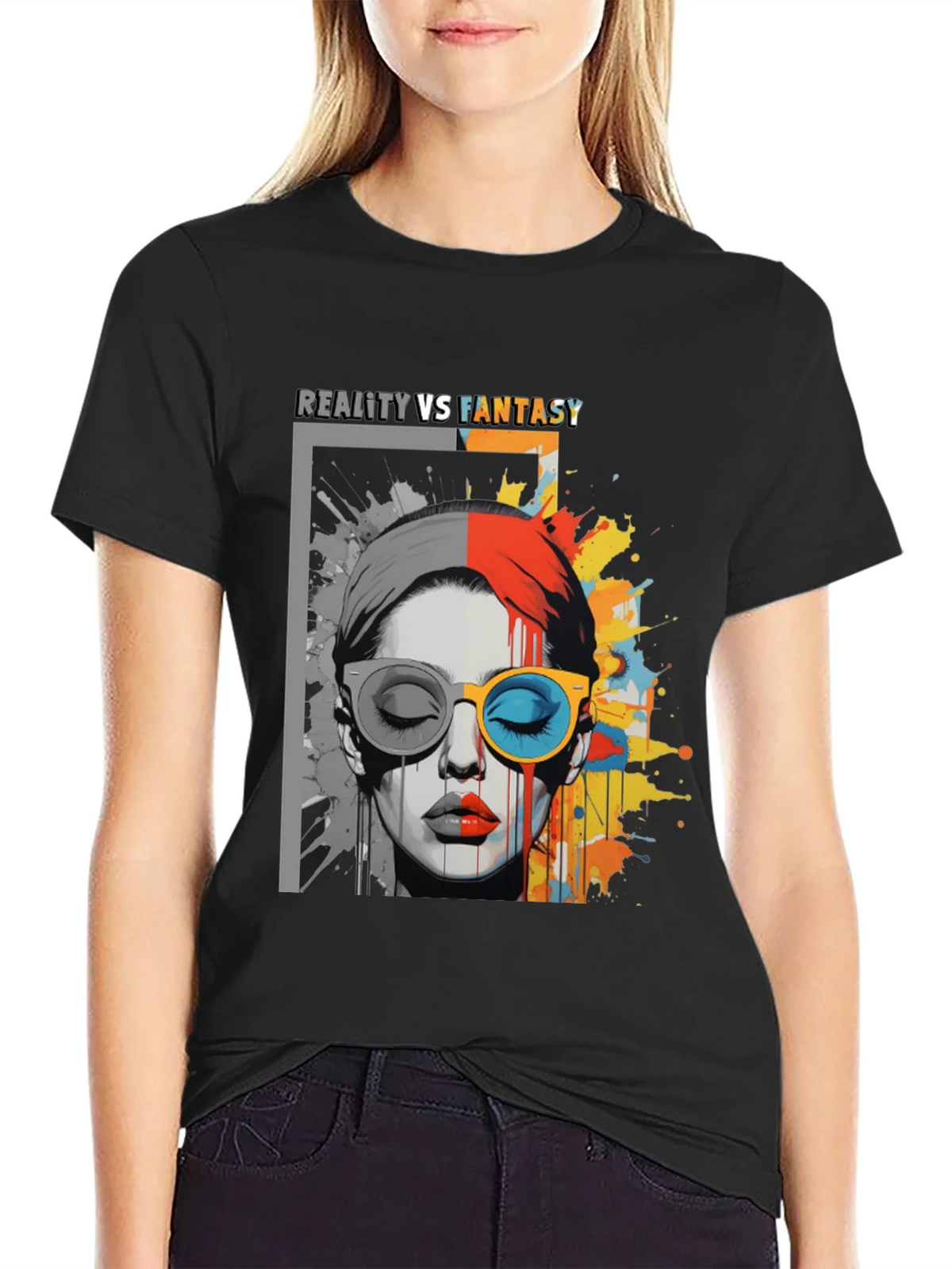 Reality vs. Fantasy Graphic Print T-Shirt product image 2