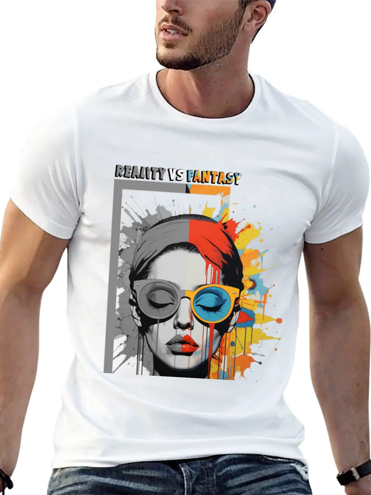 Reality vs. Fantasy Graphic Print T-Shirt product image 12
