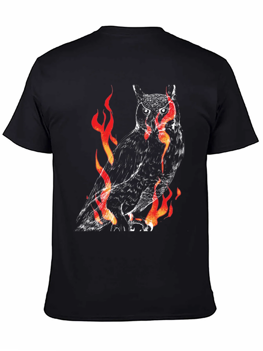 Fiery Owl Graphic Black T-Shirt product image 4