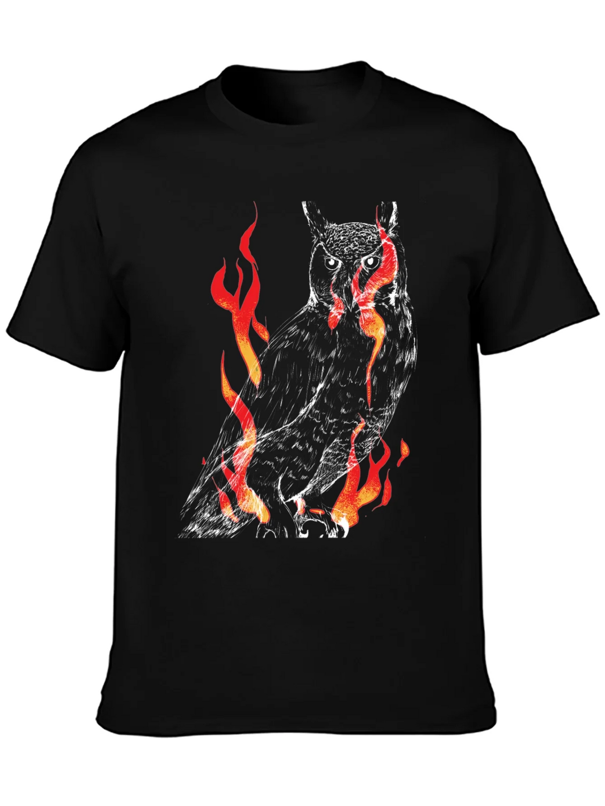 Fiery Owl Graphic Black T-Shirt product image 3