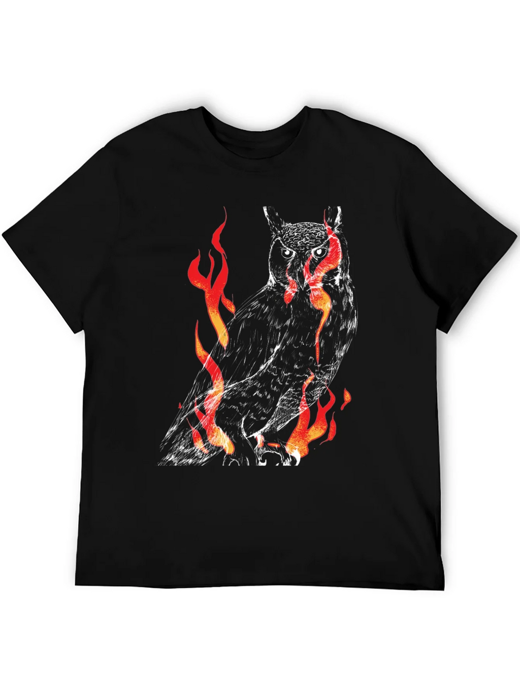 Fiery Owl Graphic Black T-Shirt product image 5