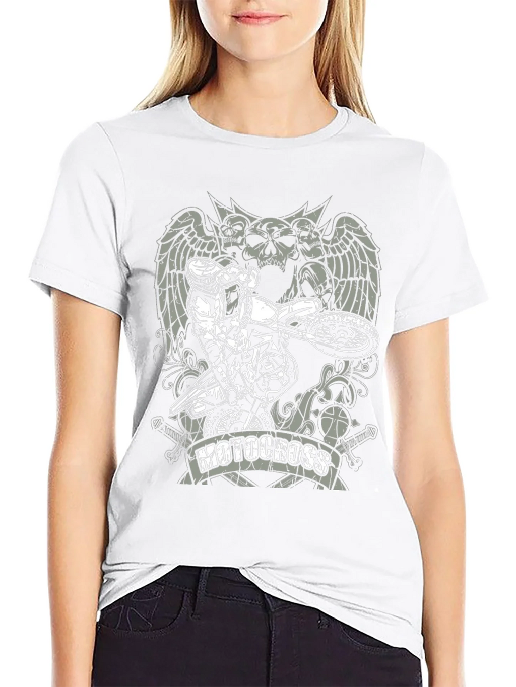Motocross Skull Graphic T-Shirt - Black product image 8