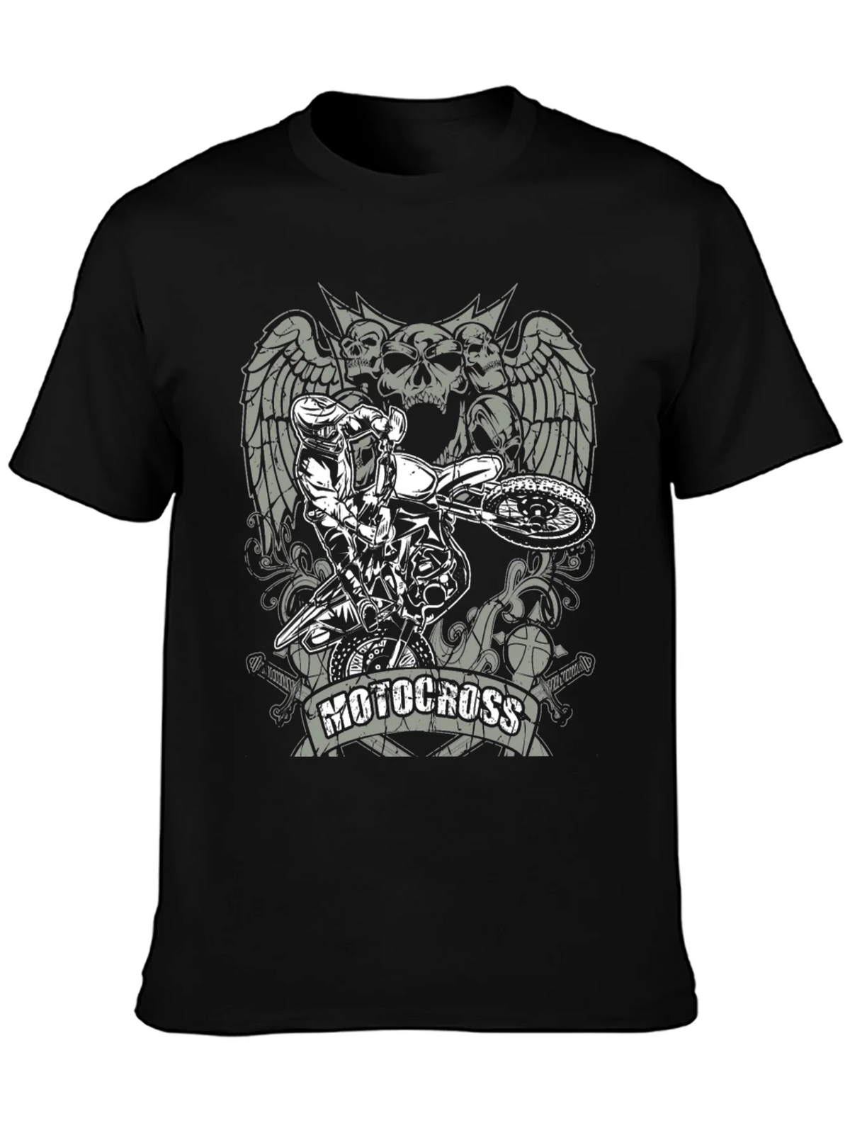 Motocross Skull Graphic T-Shirt - Black product image 3