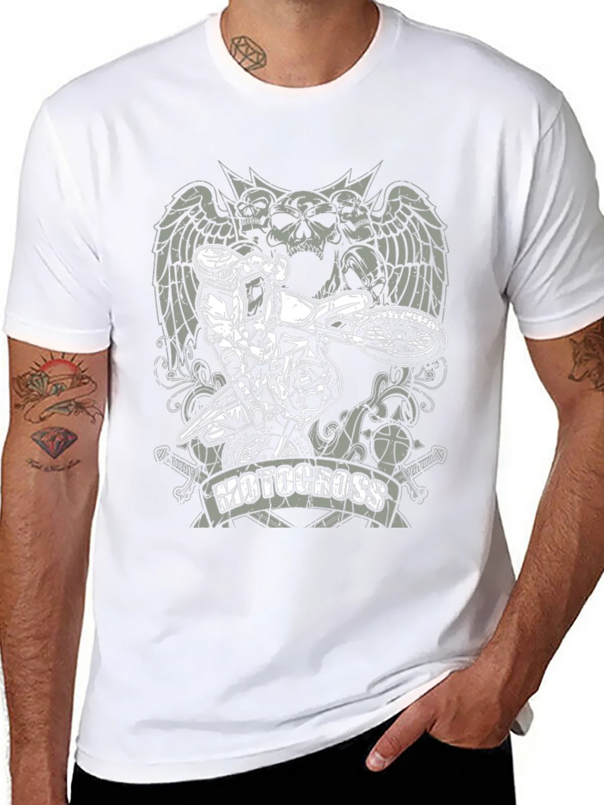 Motocross Skull Graphic T-Shirt - Black product image 7