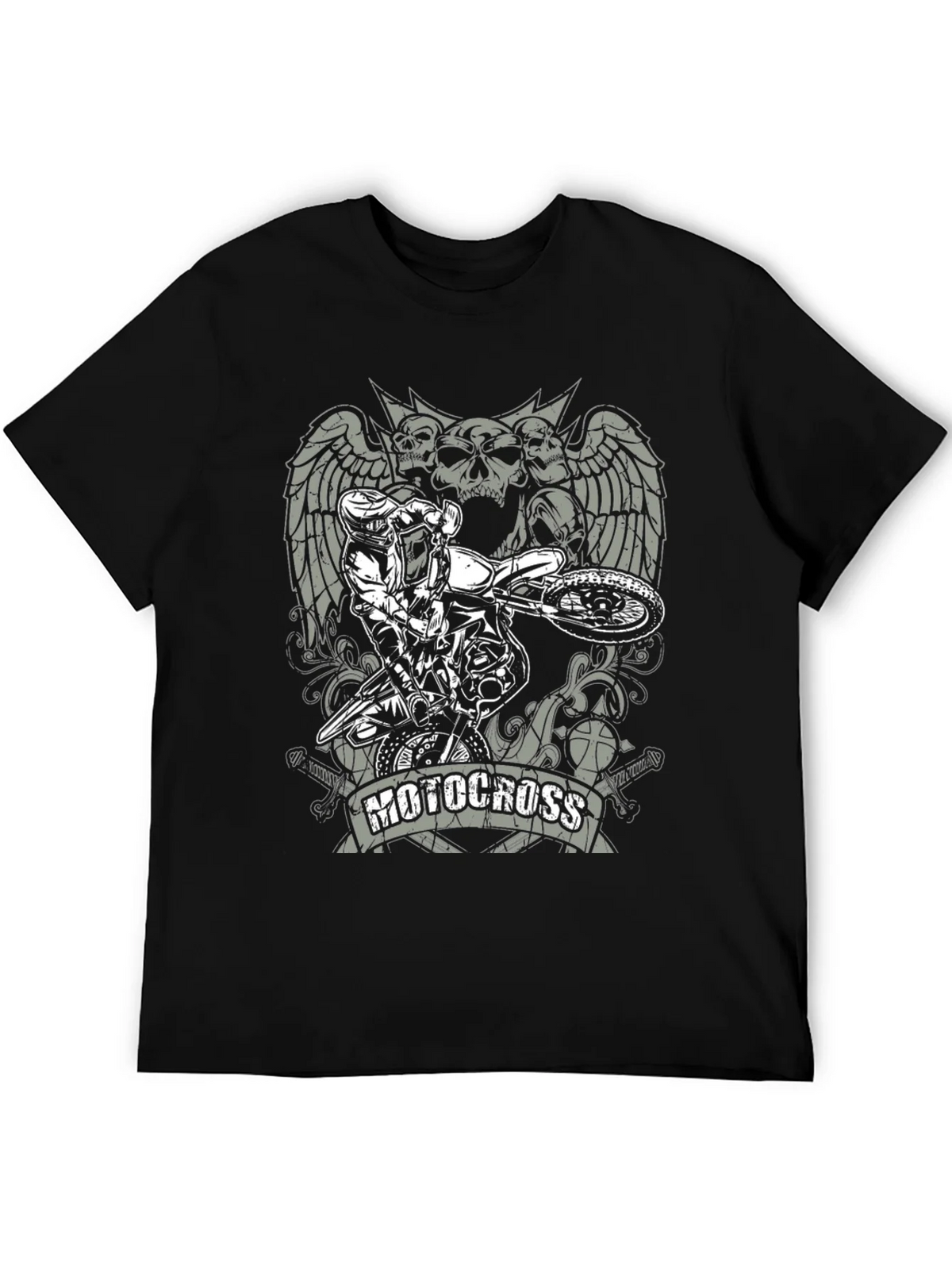 Motocross Skull Graphic T-Shirt - Black product image 5