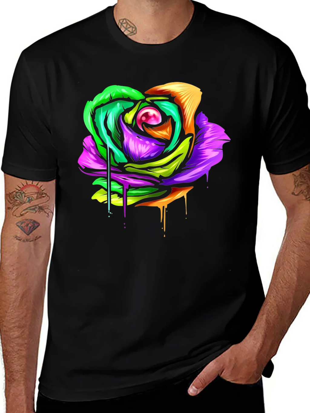 Colorful Melting Rose Graphic Tee - Modern Streetwear product image 1