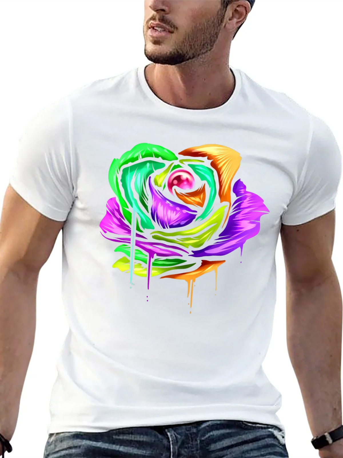 Colorful Melting Rose Graphic Tee - Modern Streetwear product image 12
