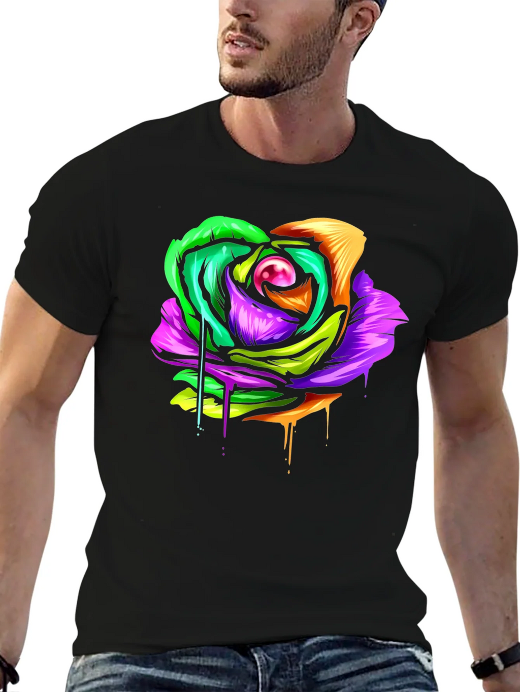 Colorful Melting Rose Graphic Tee - Modern Streetwear product image 6