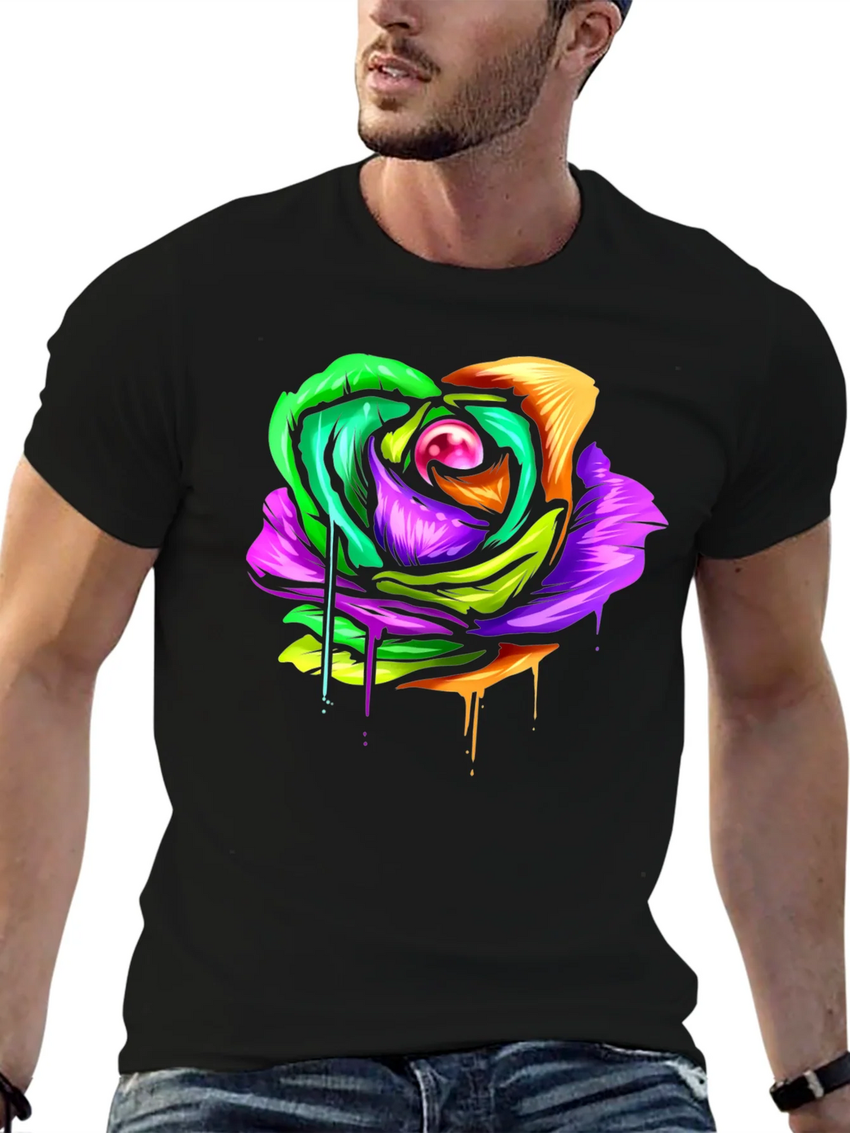 Colorful Melting Rose Graphic Tee - Modern Streetwear product image 6