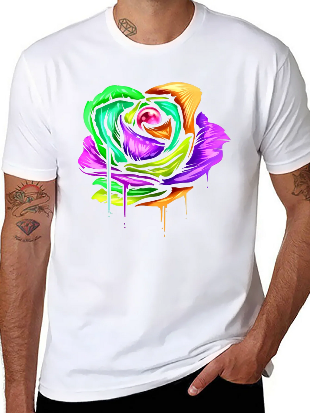 Colorful Melting Rose Graphic Tee - Modern Streetwear product image 7