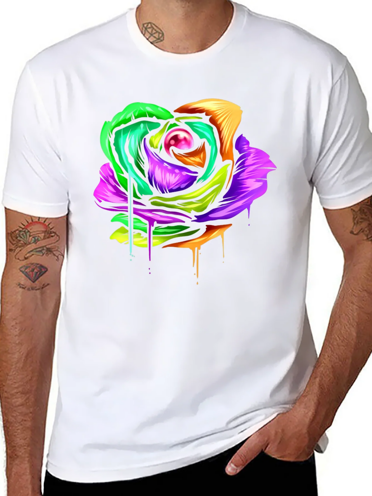 Colorful Melting Rose Graphic Tee - Modern Streetwear product image 7
