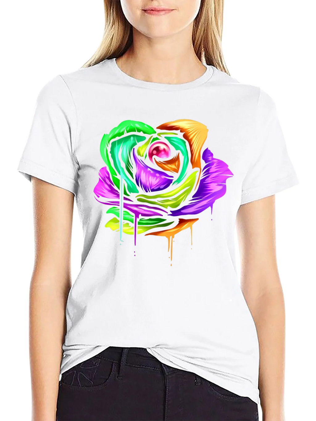 Colorful Melting Rose Graphic Tee - Modern Streetwear product image 8
