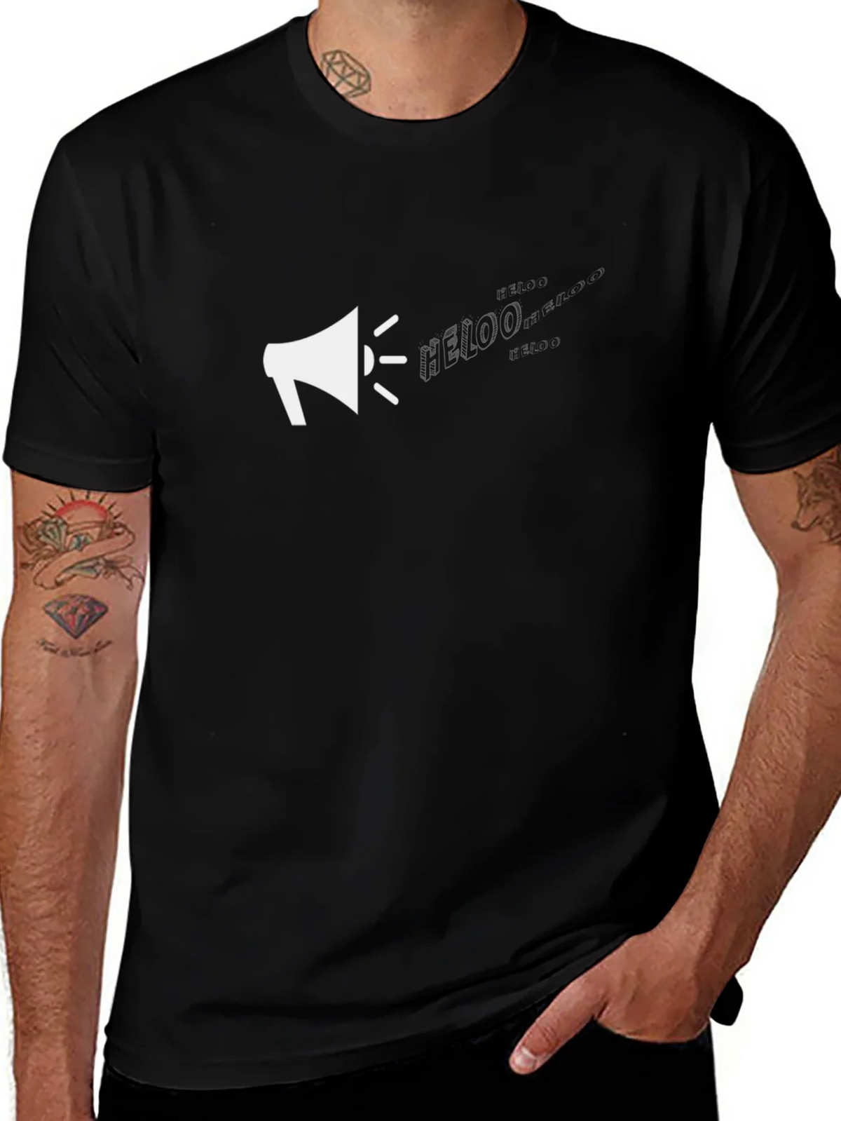 Megaphone Graphic Tee - Black Cotton T-Shirt product image 1