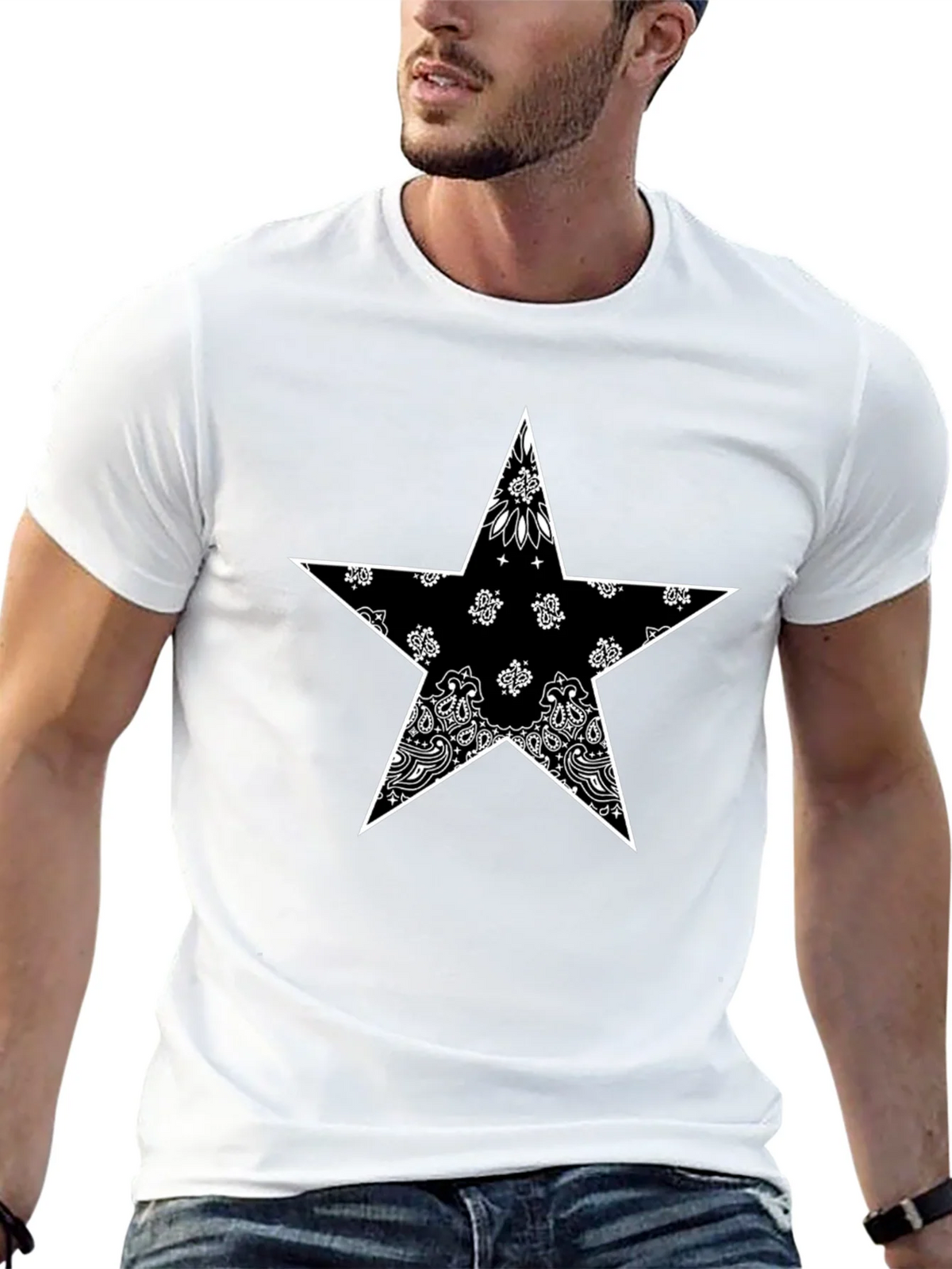 Bandana Star Graphic T-Shirt - Black product image 12