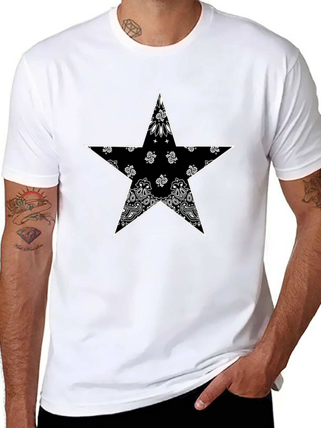 Bandana Star Graphic T-Shirt - Black product image 7