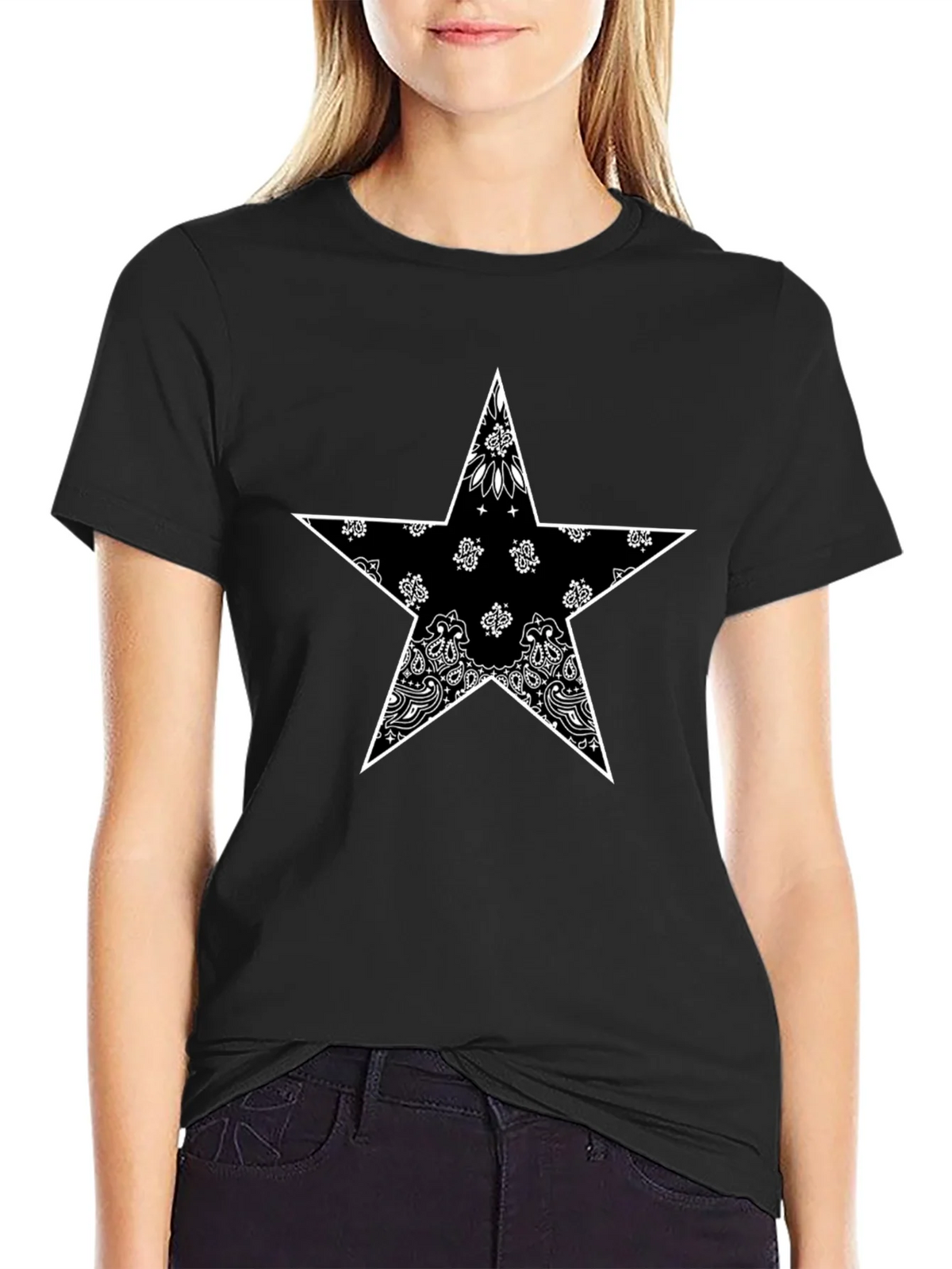 Bandana Star Graphic T-Shirt - Black product image 2