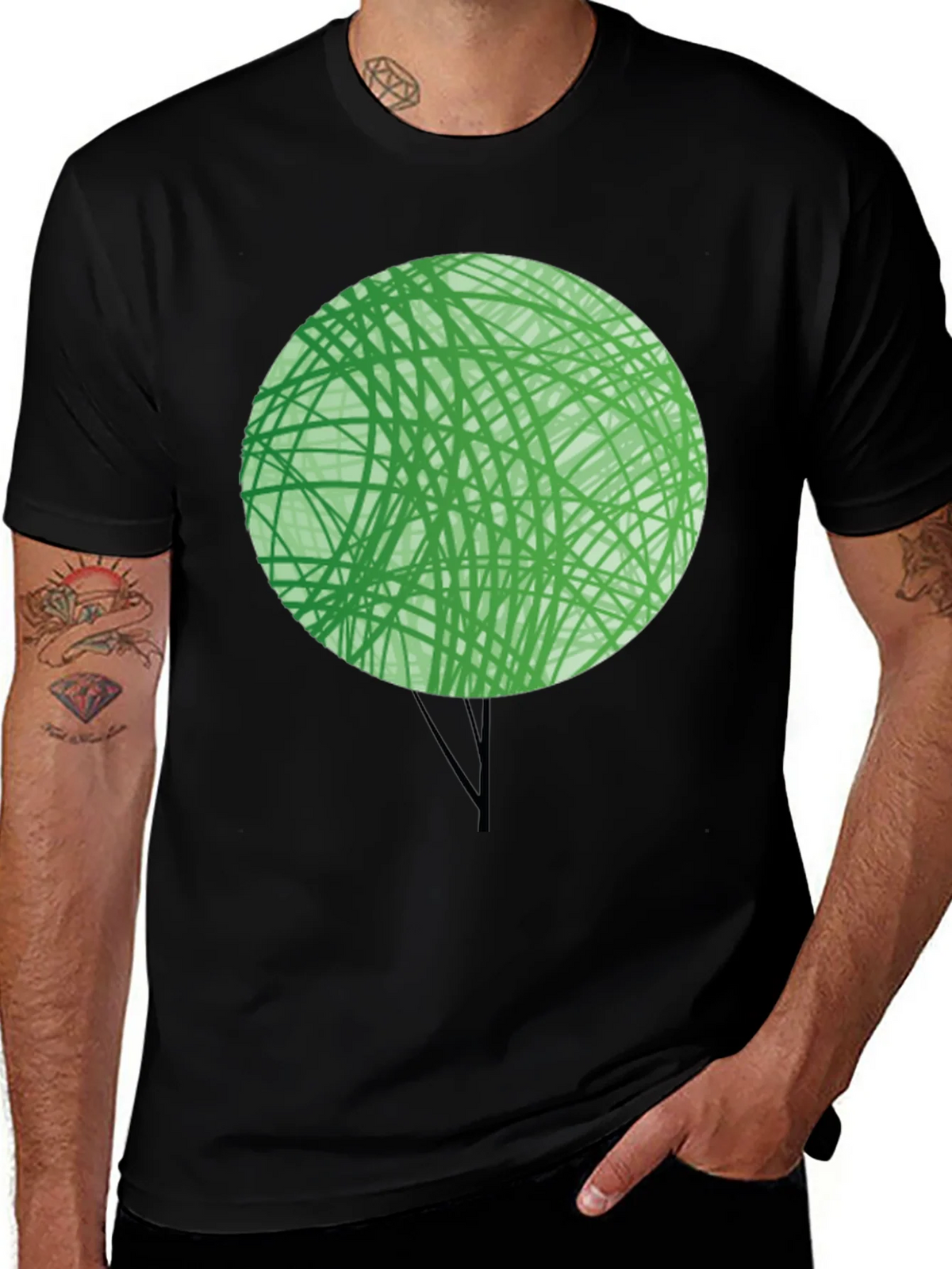 Abstract Green Tree Graphic T-Shirt - Modern Design product image 1