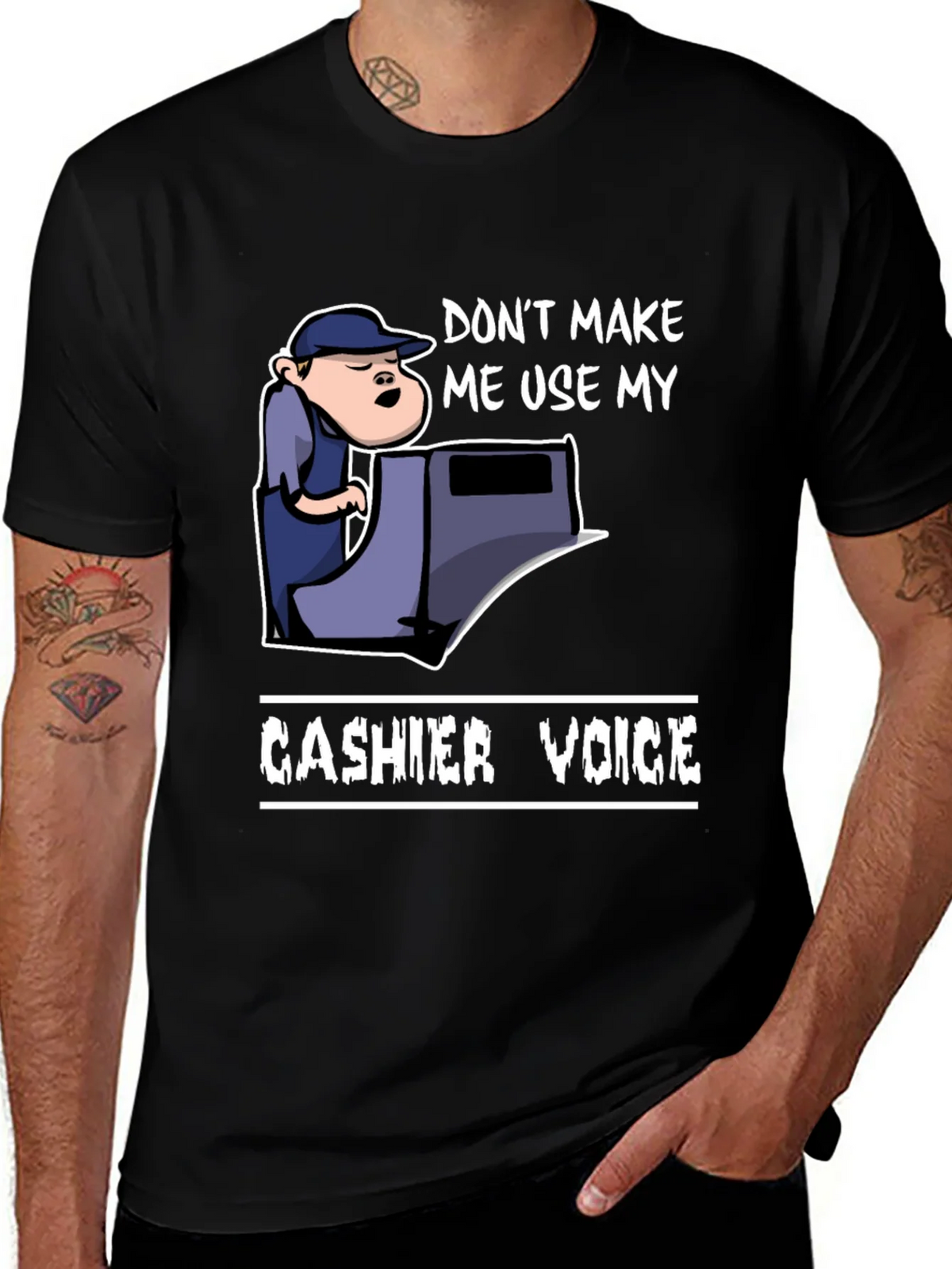 Cashier Voice Graphic Tee - Funny Retail T-Shirt product image 1