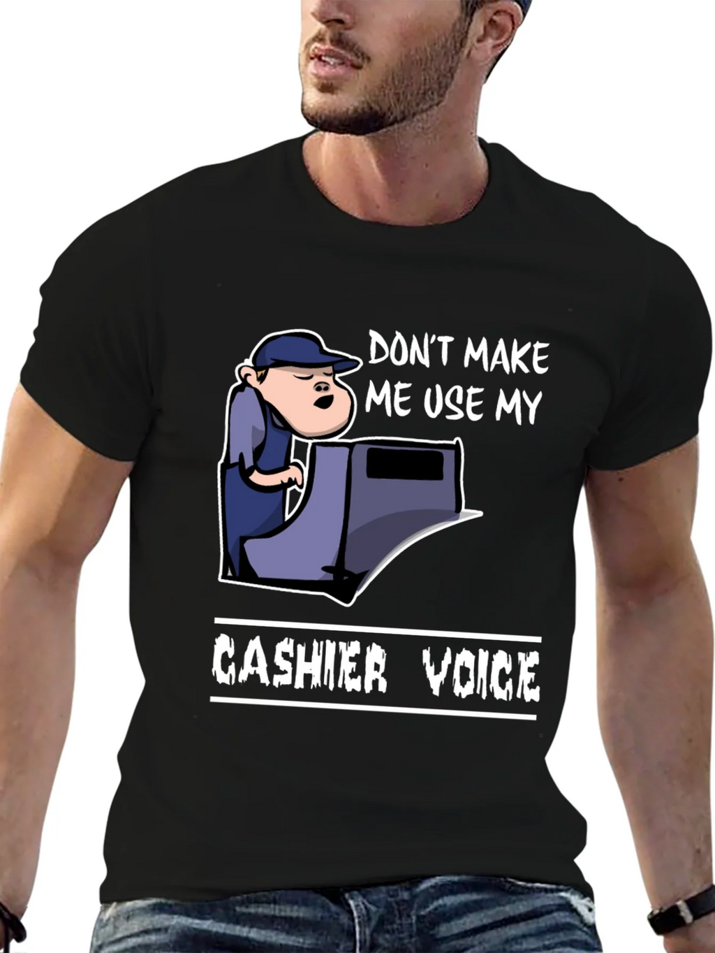 Cashier Voice Graphic Tee - Funny Retail T-Shirt product image 6