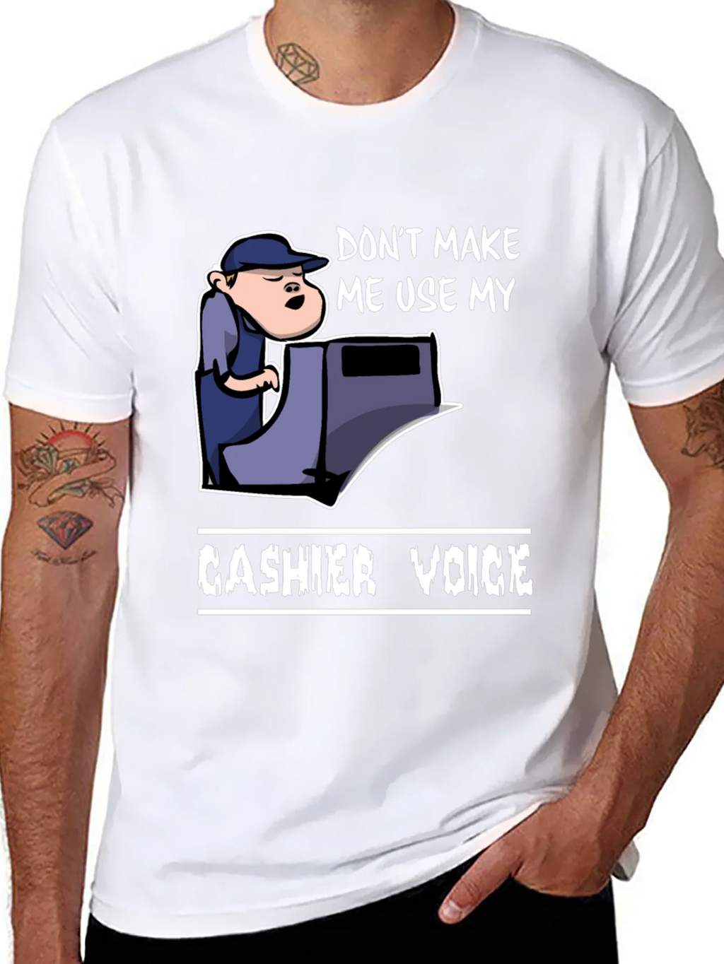 Cashier Voice Graphic Tee - Funny Retail T-Shirt product image 7