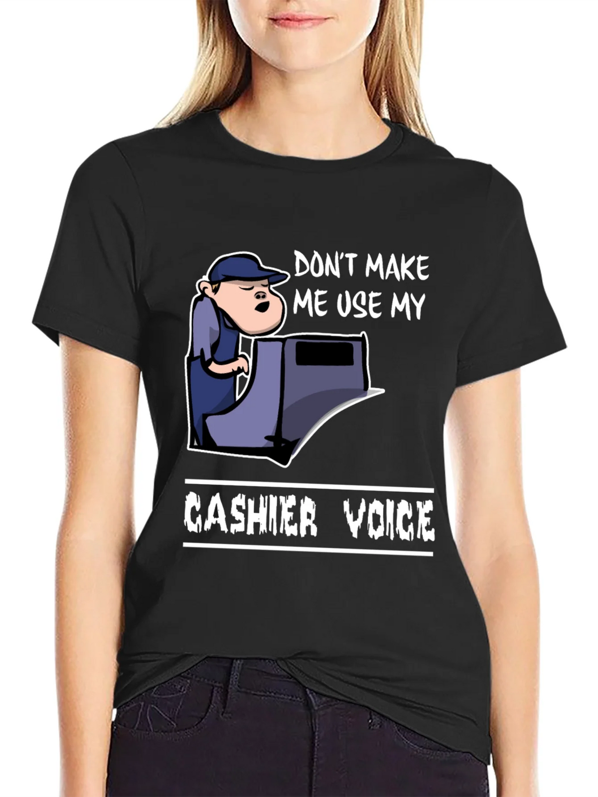 Cashier Voice Graphic Tee - Funny Retail T-Shirt product image 2