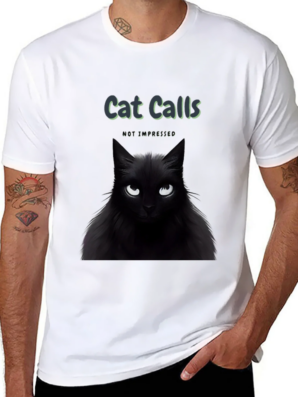 Cat Calls T-Shirt - Not Impressed Black Tee product image 7