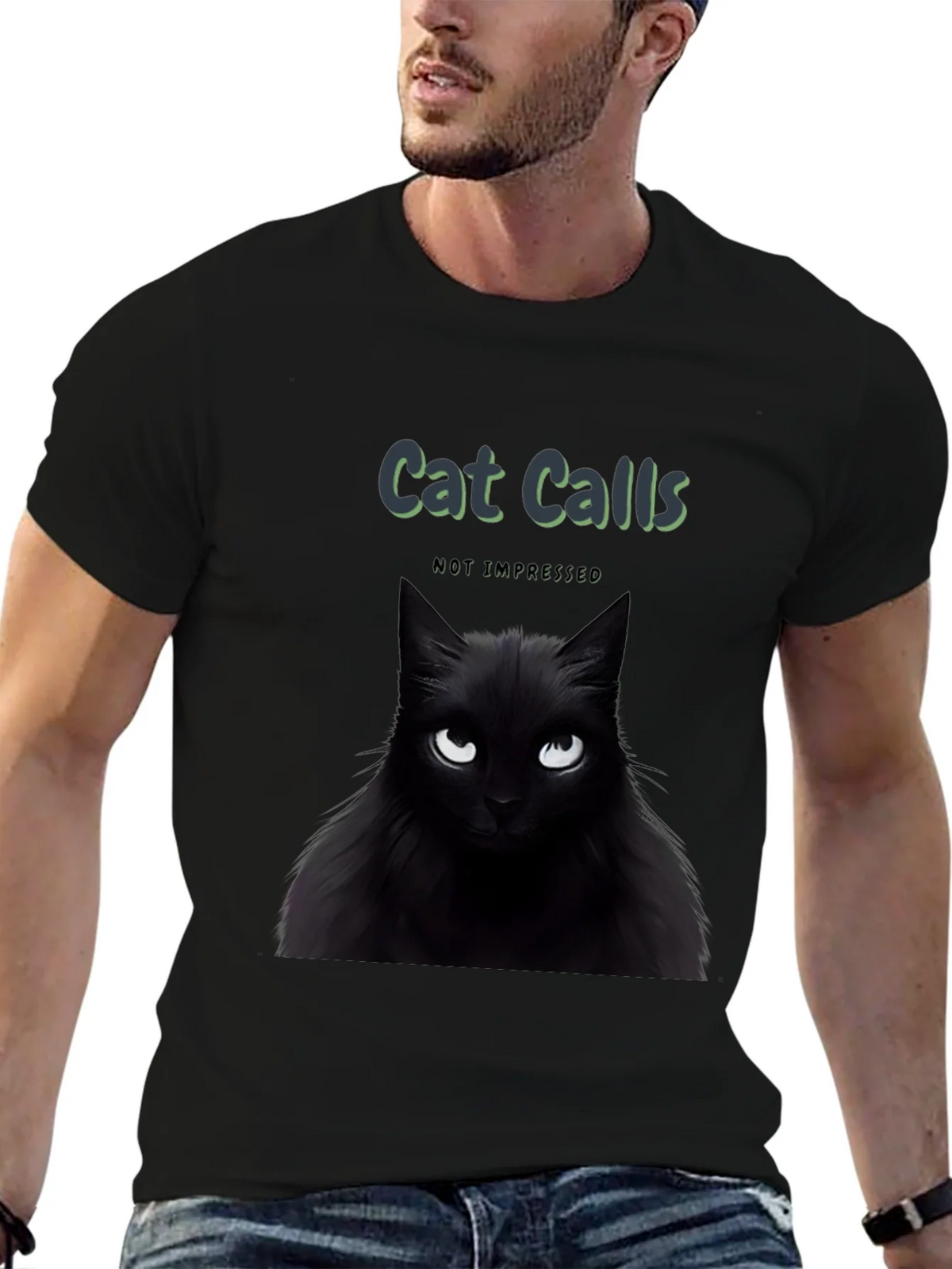 Cat Calls T-Shirt - Not Impressed Black Tee product image 6