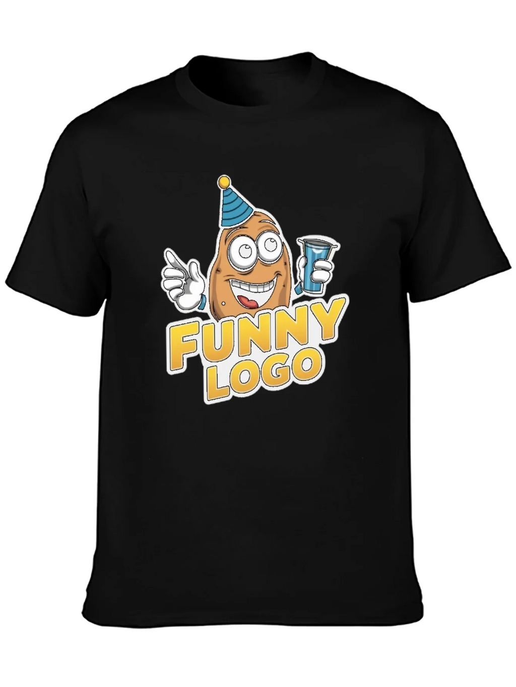 Funny Potato Logo Black T-Shirt product image 1