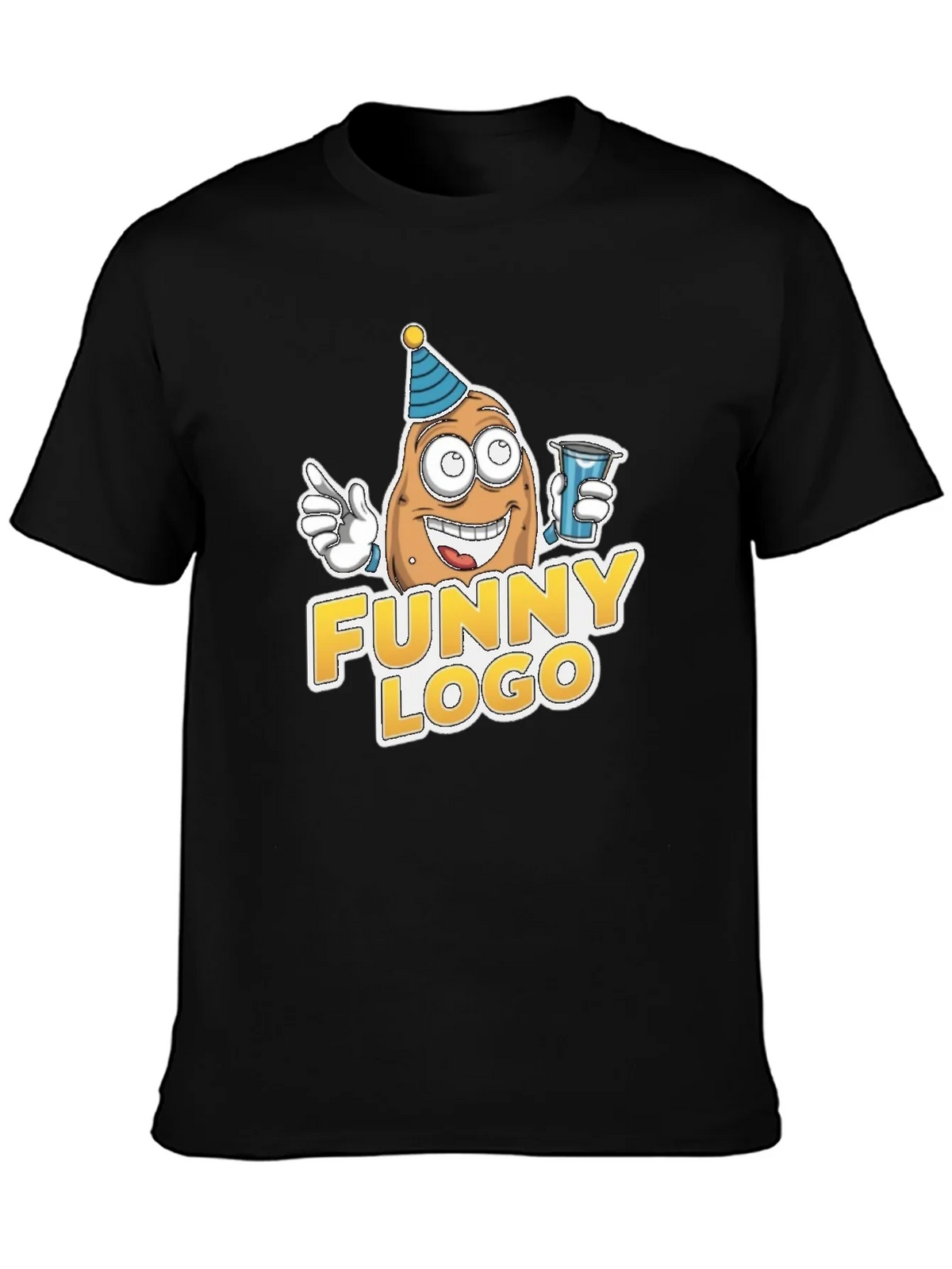 Funny Potato Logo Black T-Shirt product image 1