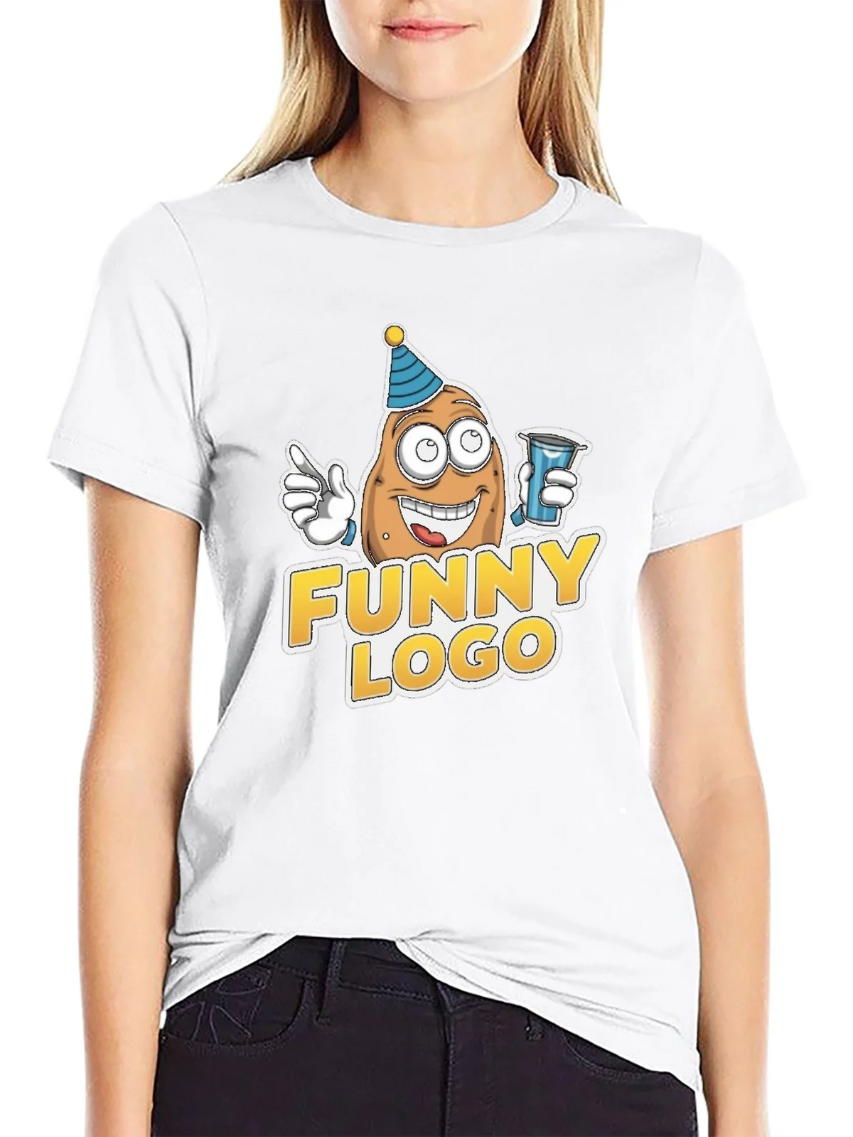 Funny Potato Logo Black T-Shirt product image 2