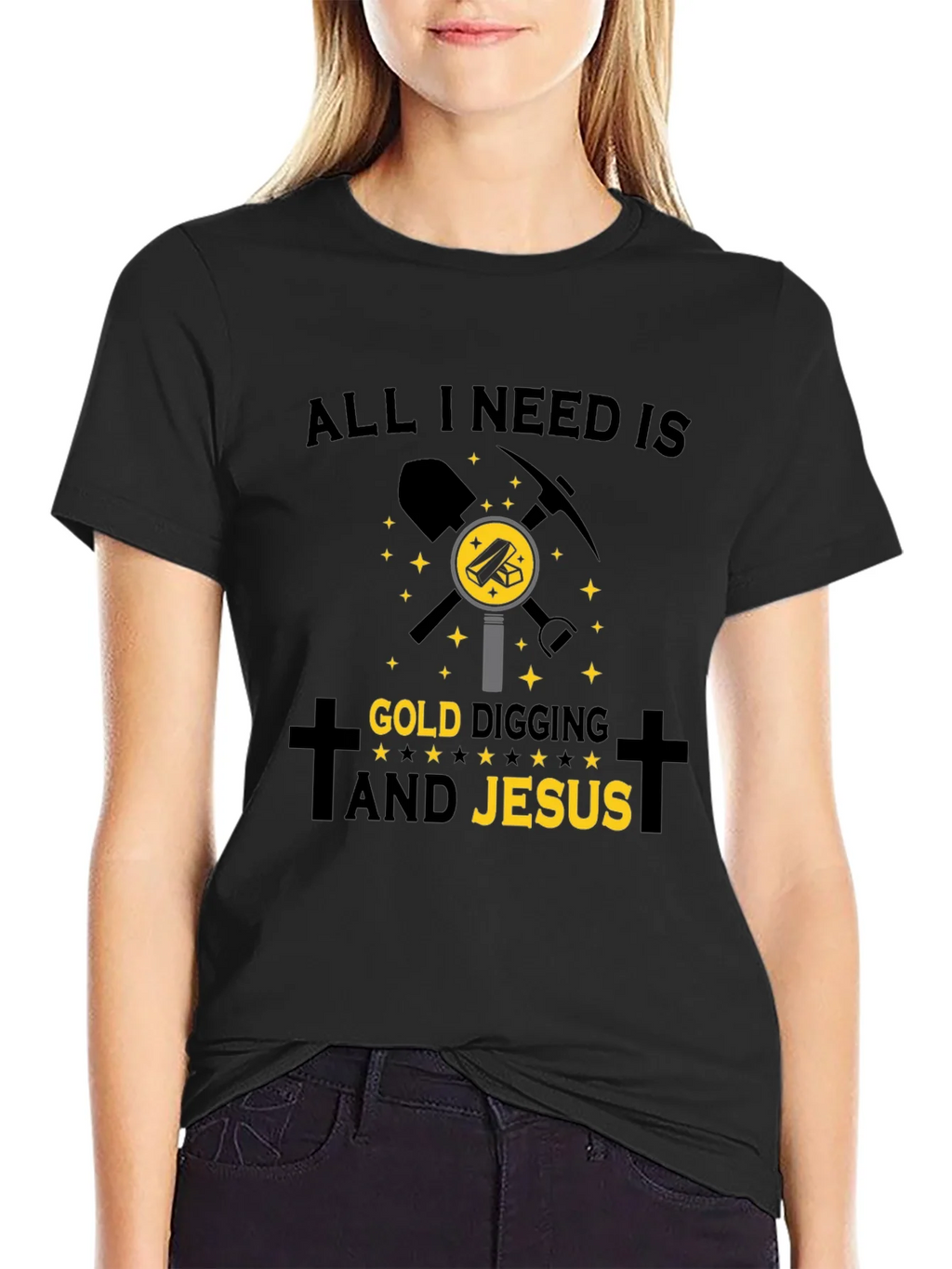 Gold Digging & Jesus T-Shirt - Black product image 2