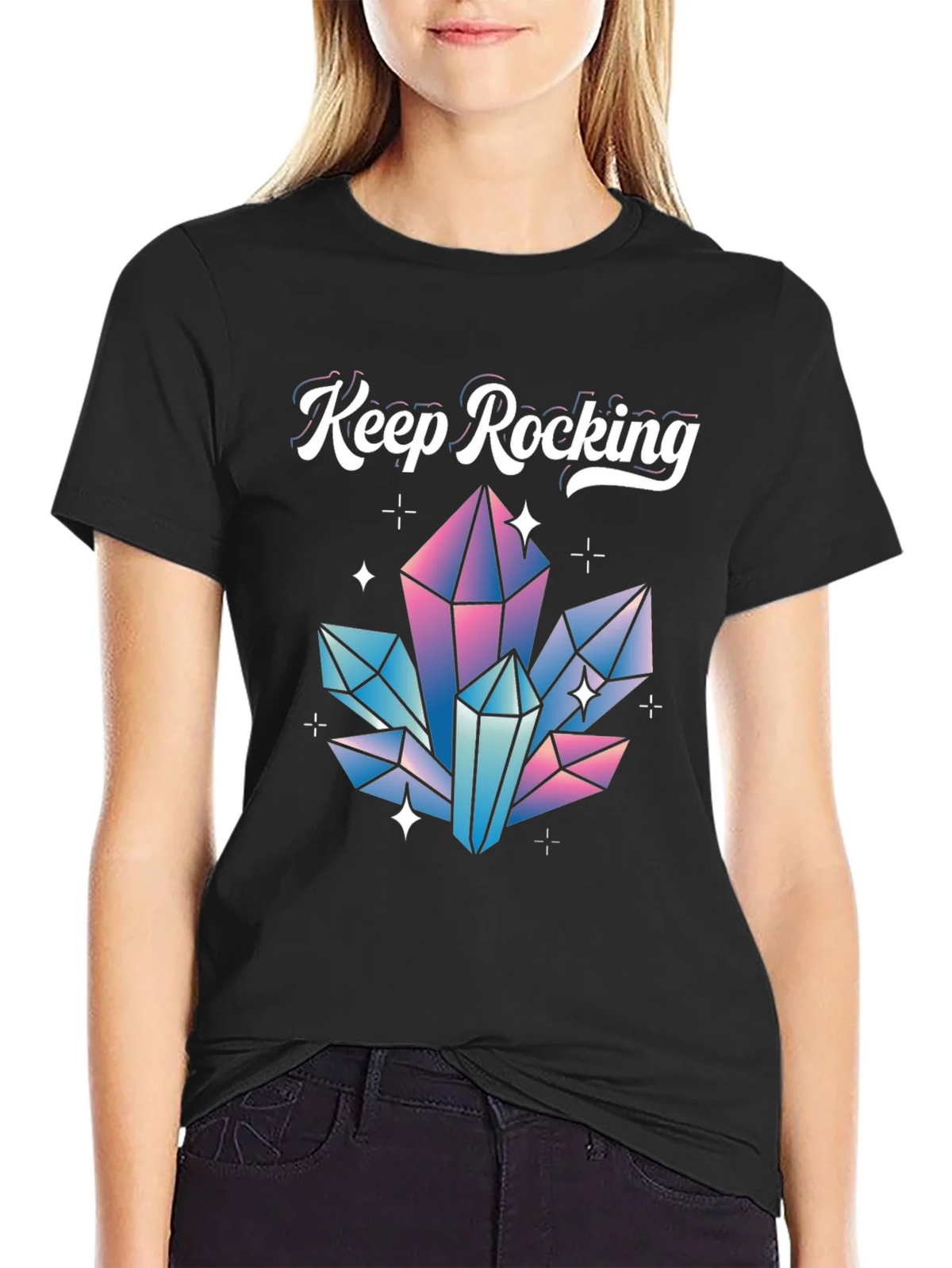 Keep Rocking Crystal Graphic Tee - Black product image 2