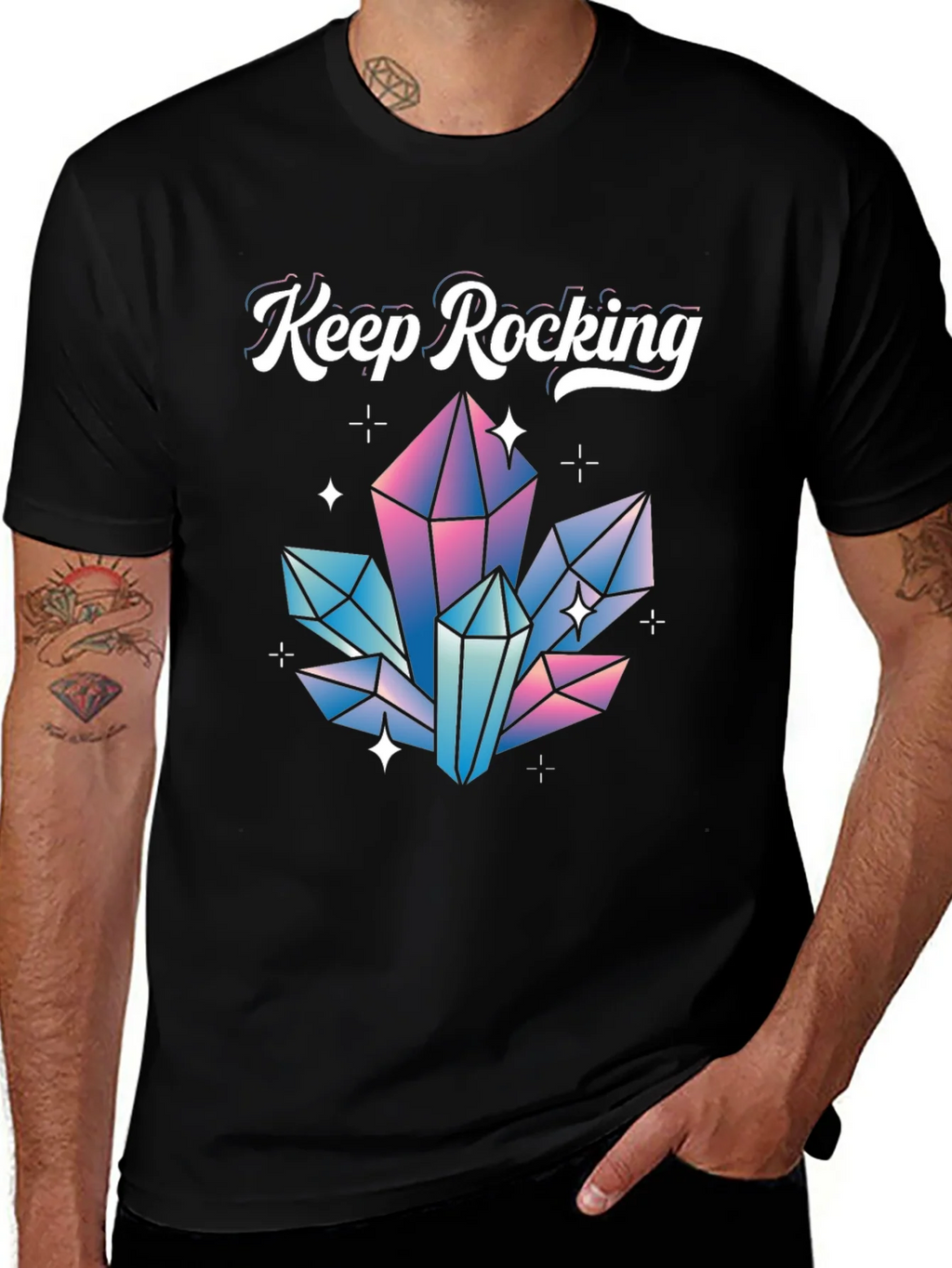 Keep Rocking Crystal Graphic Tee - Black product image 1