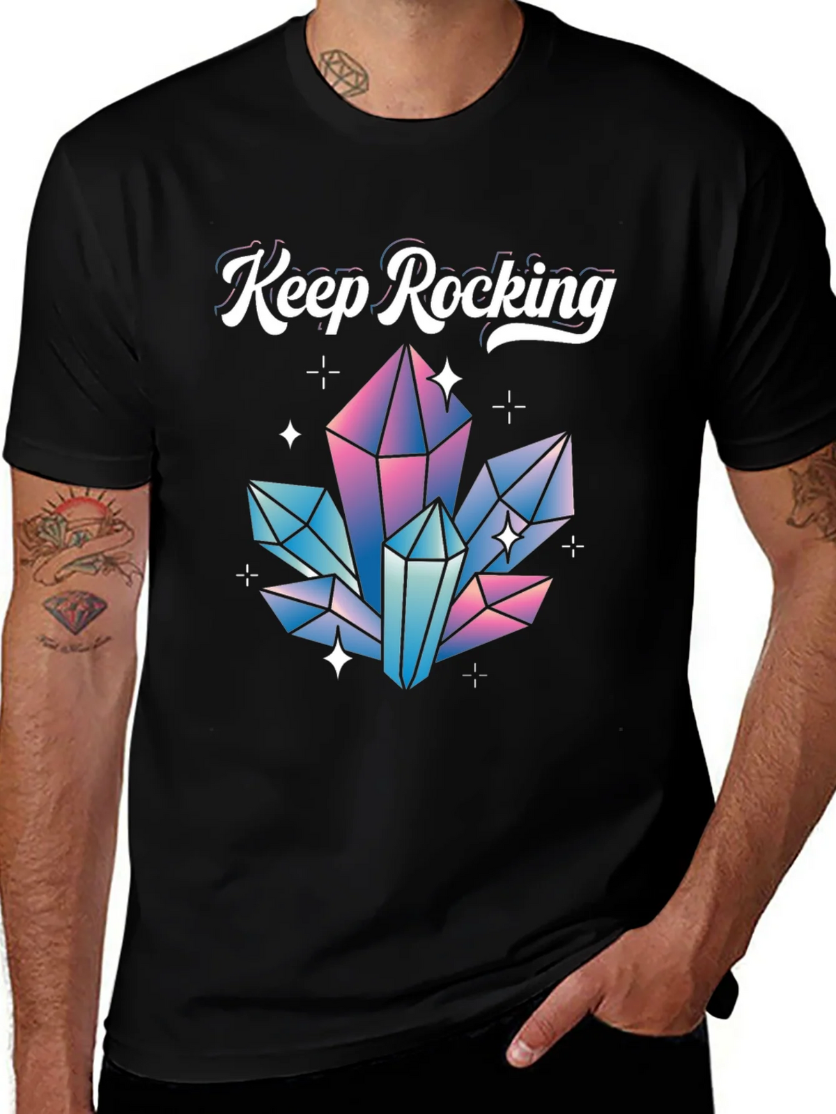 Keep Rocking Crystal Graphic Tee - Black product image 1