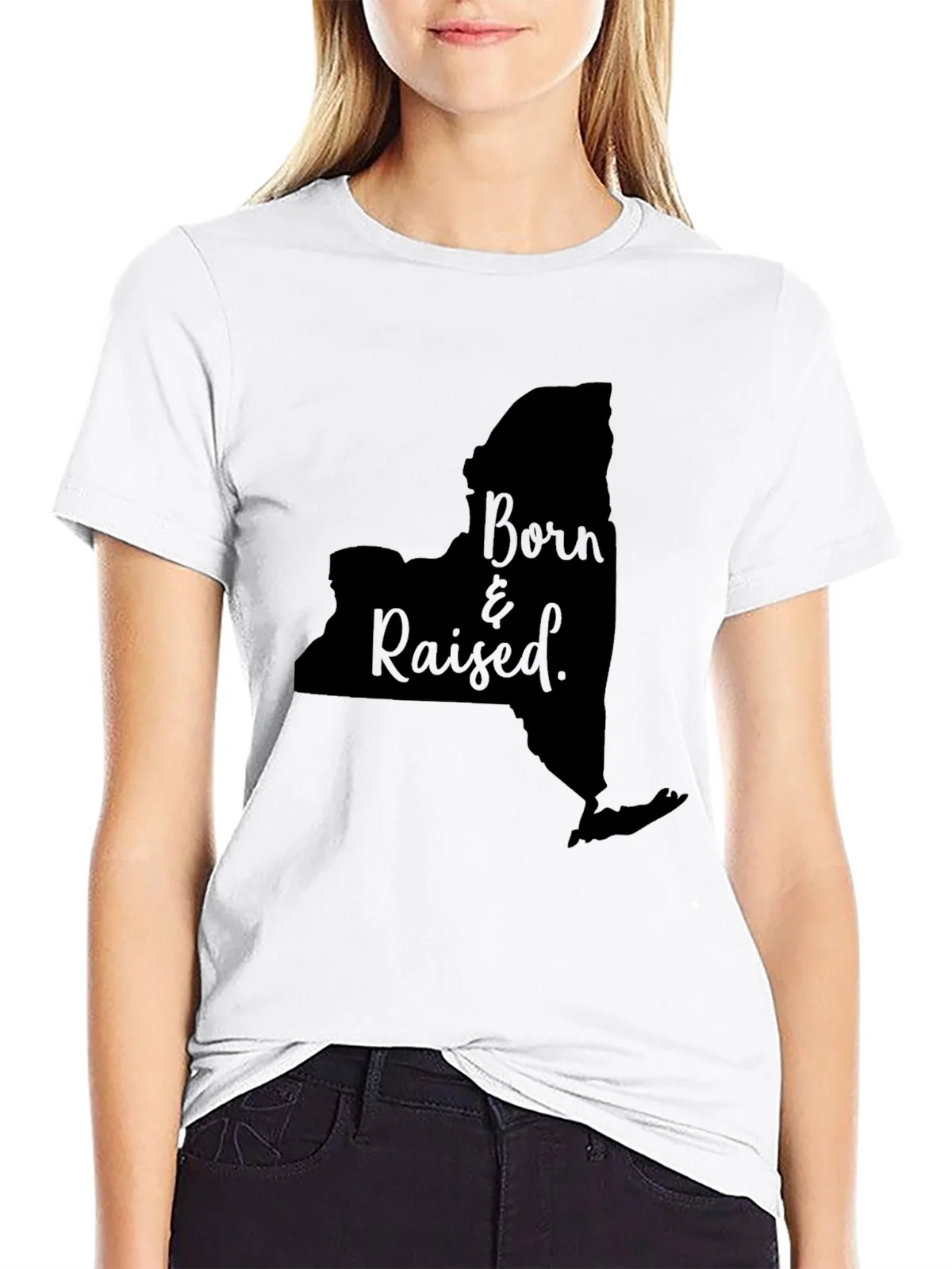 Born & Raised New York State Outline T-Shirt product image 8