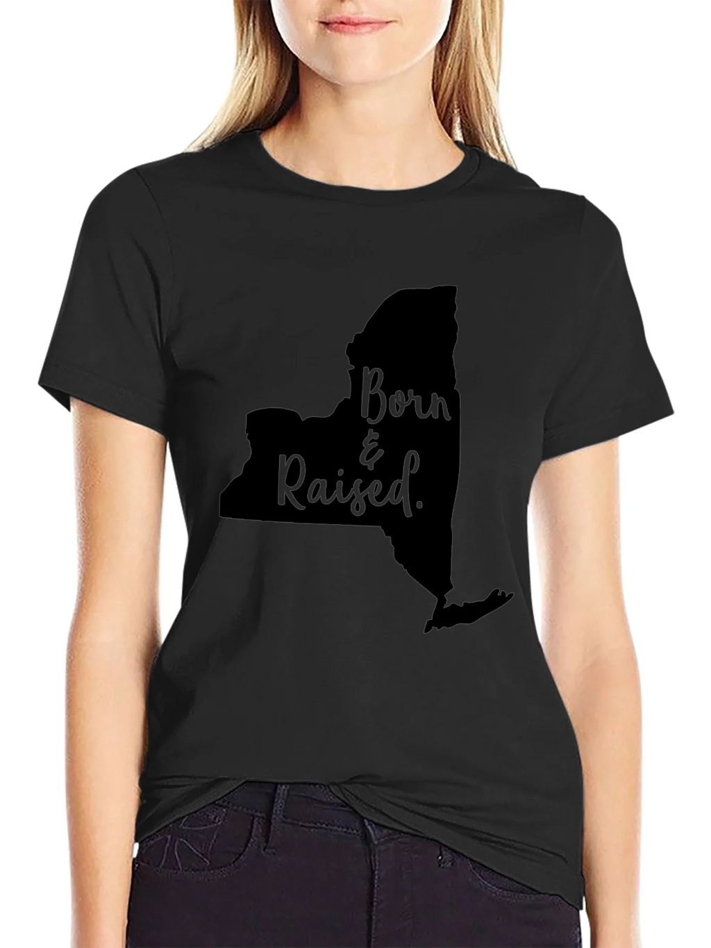 Born & Raised New York State Outline T-Shirt product image 2